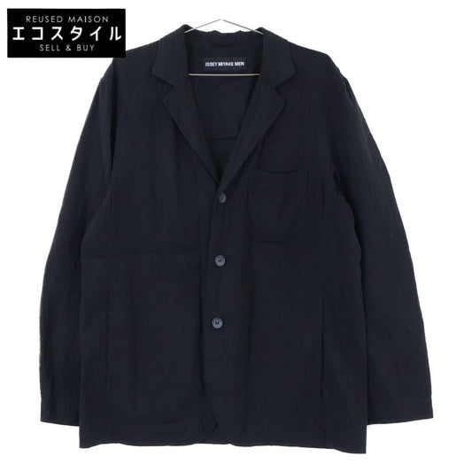 ISSEY MIYAKE MEN イッセイミヤケメン 12AW ME21FU080 ブラック リネン シワ加工 テーラードジャケット ジャケット