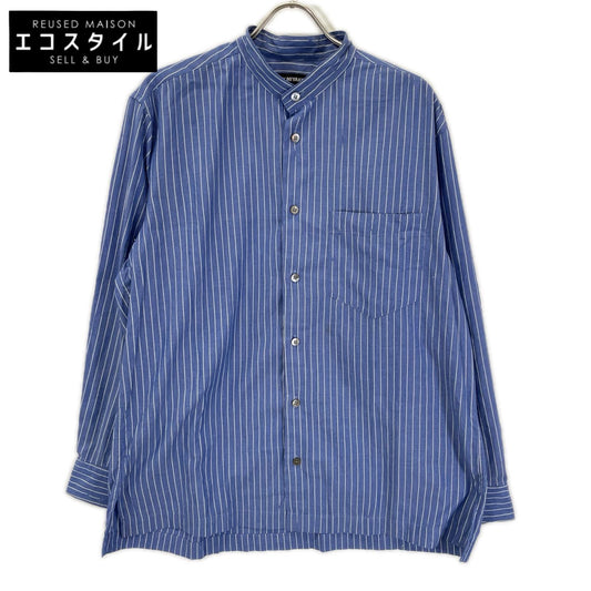 ISSEY MIYAKE MEN イッセイミヤケメン 12SS ME21FJ048 Blue×White Striped Band-Collar Shirt Tops