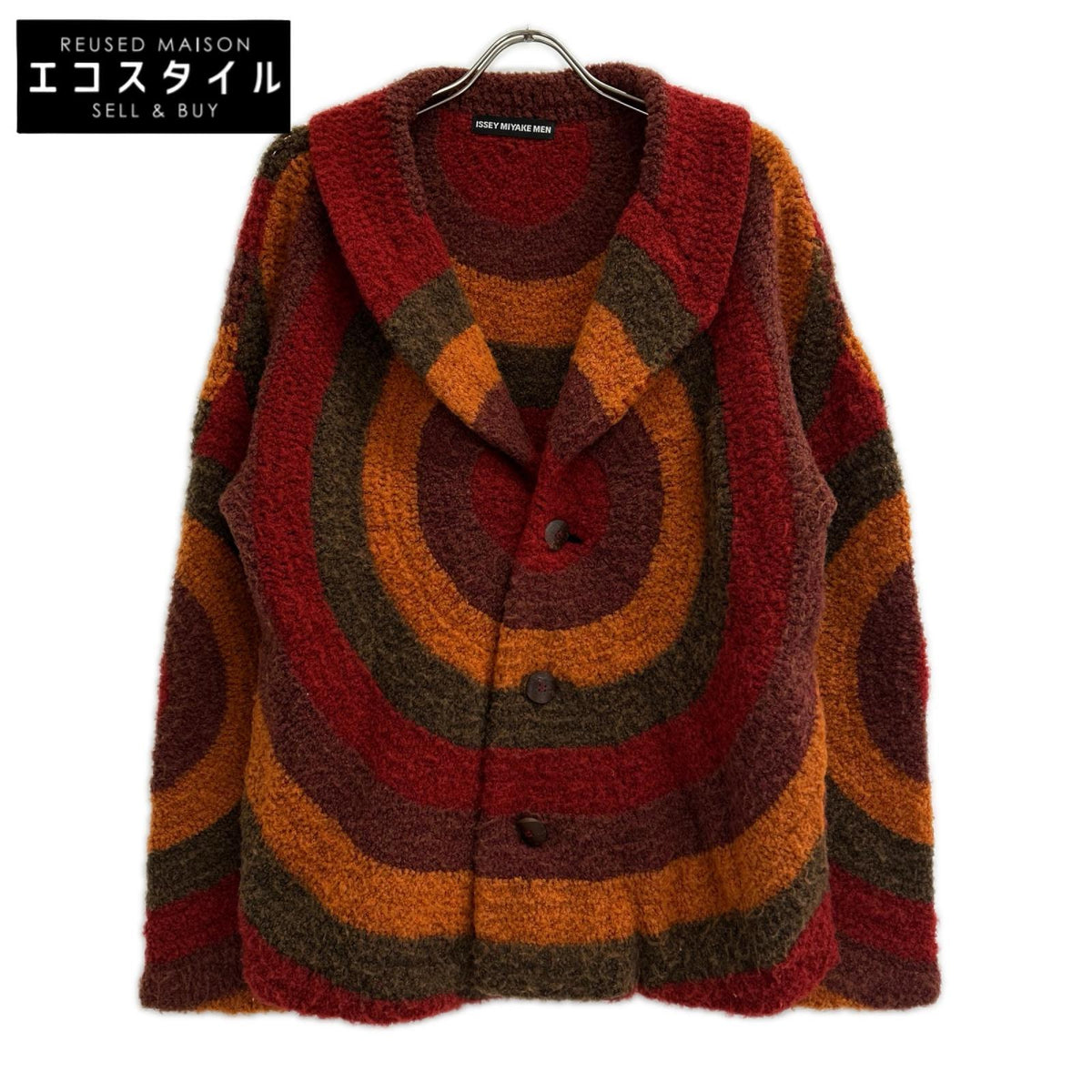 ISSEY MIYAKE MEN イッセイミヤケメン 12AW ME23KO008 オレンジ 総柄 ニットカーディガン トップス