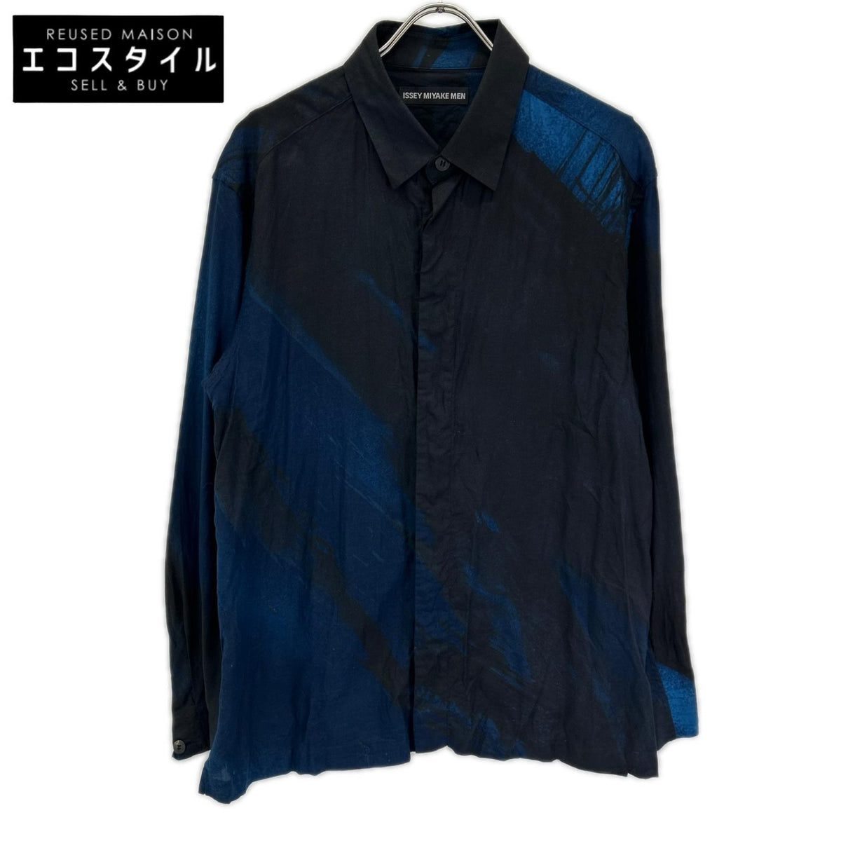 ISSEY MIYAKE MEN イッセイミヤケメン 19AW ブラック×ブルー ME93FJ137 総柄比翼シャツ トップス