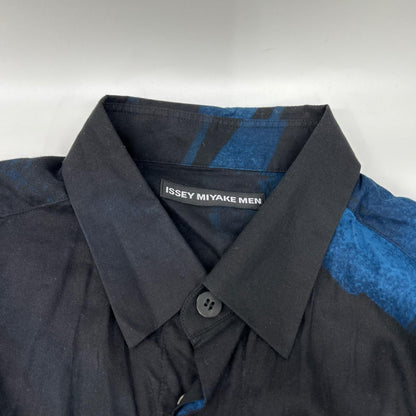 ISSEY MIYAKE MEN イッセイミヤケメン 19AW ブラック×ブルー ME93FJ137 総柄比翼シャツ トップス