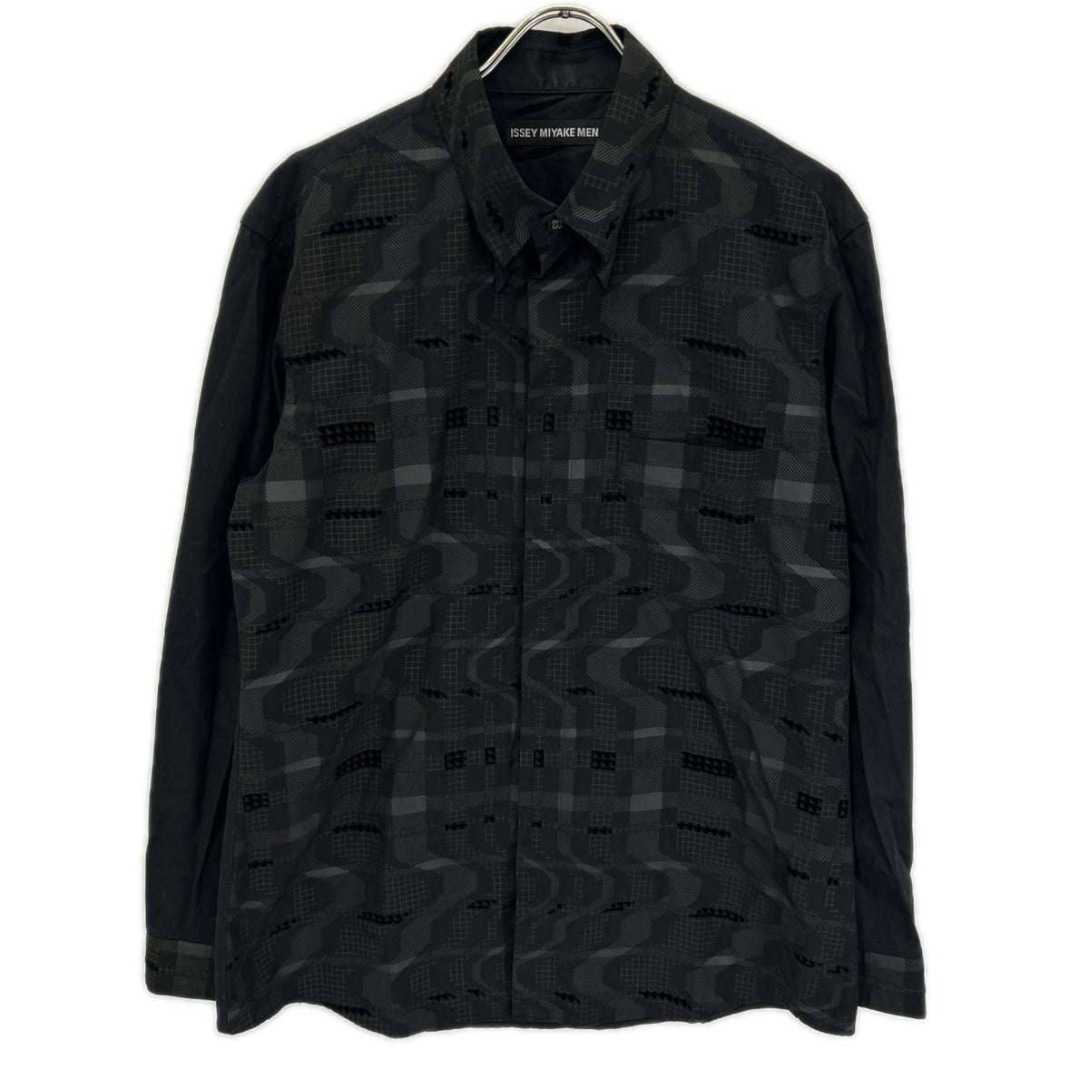 ISSEY MIYAKE MEN イッセイミヤケメン 15AW ブラック×グレー ME53FJ065 総柄 幾何学模様シャツ トップス