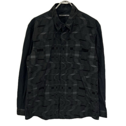 ISSEY MIYAKE MEN イッセイミヤケメン 15AW ブラック×グレー ME53FJ065 総柄 幾何学模様シャツ トップス