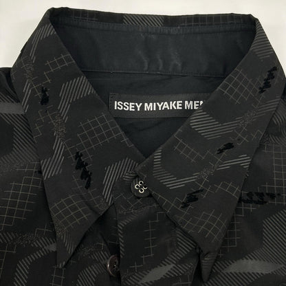 ISSEY MIYAKE MEN イッセイミヤケメン 15AW ブラック×グレー ME53FJ065 総柄 幾何学模様シャツ トップス