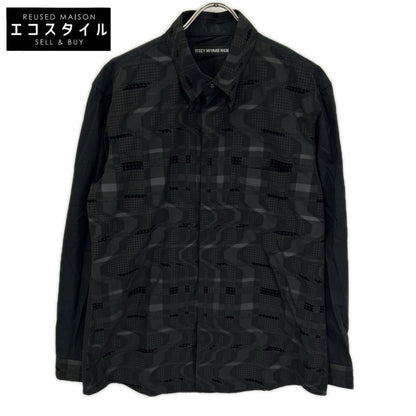 ISSEY MIYAKE MEN イッセイミヤケメン 15AW ブラック×グレー ME53FJ065 総柄 幾何学模様シャツ トップス