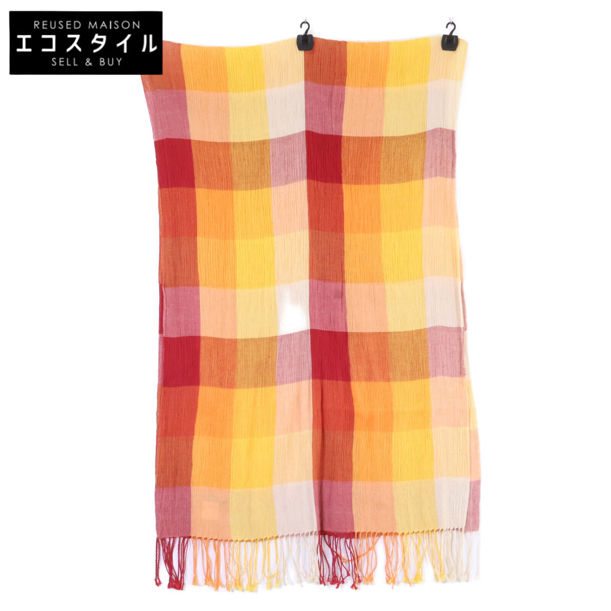 ISSEY MIYAKE MEN イッセイミヤケメン ME21AD002 ブロックチェック柄 シルク混コットン プリーツ ストール