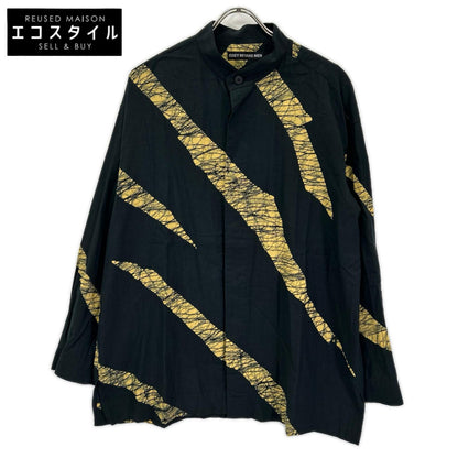 ISSEY MIYAKE MEN イッセイミヤケメン 19AW ブラック×イエロー ME93FJ042 ロウケツ染め バンドカラーシャツ トップス