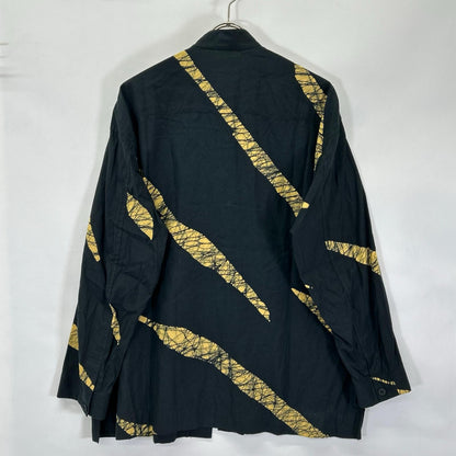 ISSEY MIYAKE MEN イッセイミヤケメン 19AW ブラック×イエロー ME93FJ042 ロウケツ染め バンドカラーシャツ トップス