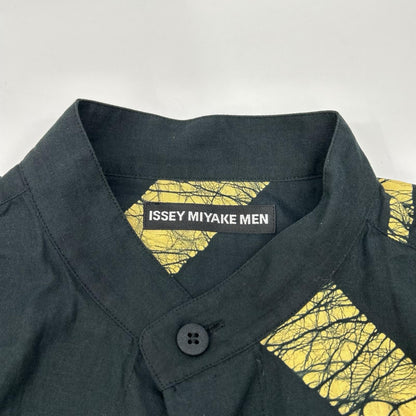 ISSEY MIYAKE MEN イッセイミヤケメン 19AW ブラック×イエロー ME93FJ042 ロウケツ染め バンドカラーシャツ トップス