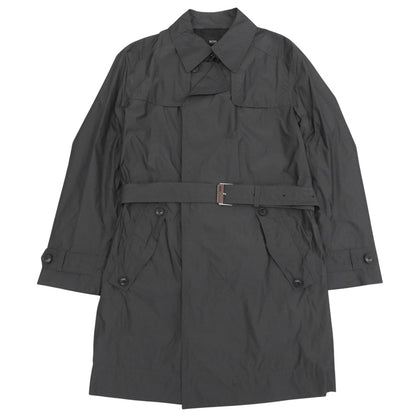 HUGOBOSS ヒューゴボス 美品 ナイロン ベルト付きトレンチコート メンズ チャコールグレー 46 コート