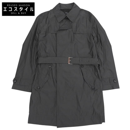 HUGOBOSS ヒューゴボス 美品 ナイロン ベルト付きトレンチコート メンズ チャコールグレー 46 コート
