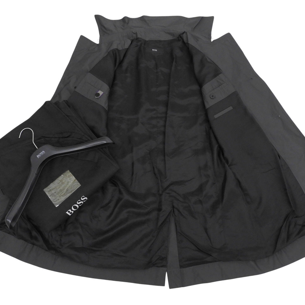 HUGOBOSS ヒューゴボス 美品 ナイロン ベルト付きトレンチコート メンズ チャコールグレー 46 コート