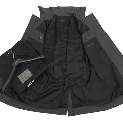 HUGOBOSS ヒューゴボス 美品 ナイロン ベルト付きトレンチコート メンズ チャコールグレー 46 コート