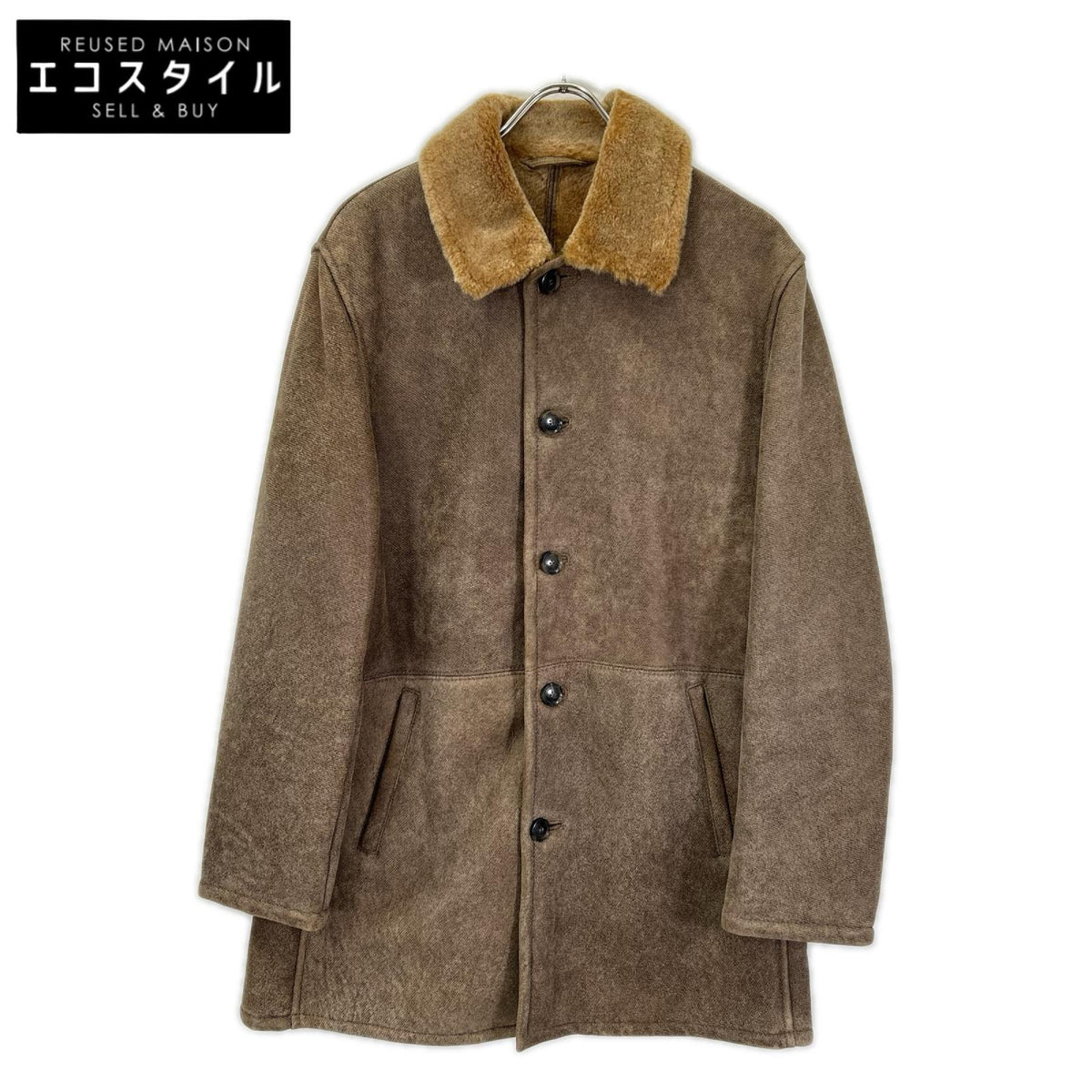 HUGOBOSS ヒューゴボス ブラウン ラムレザー ゴールドボア ムートンコート コート