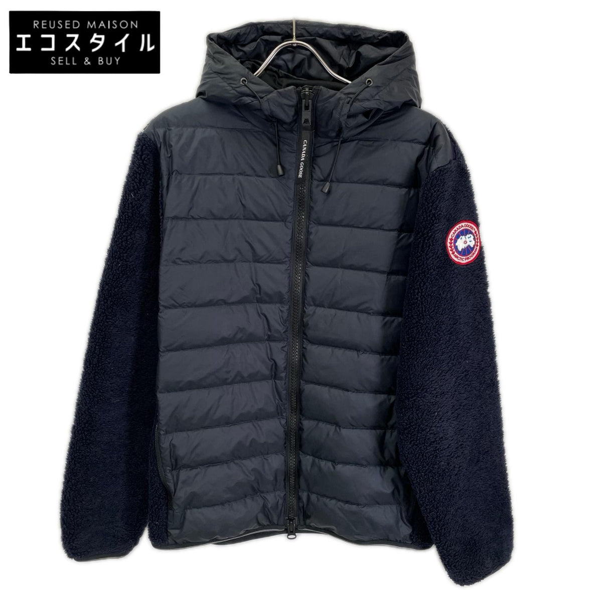 CANADA GOOSE カナダグース ネイビー 7015M HYBRIDGE FLEECE HOODY/ハイブリッジフリースフーディー 切替ダウンジャケット ジャケット