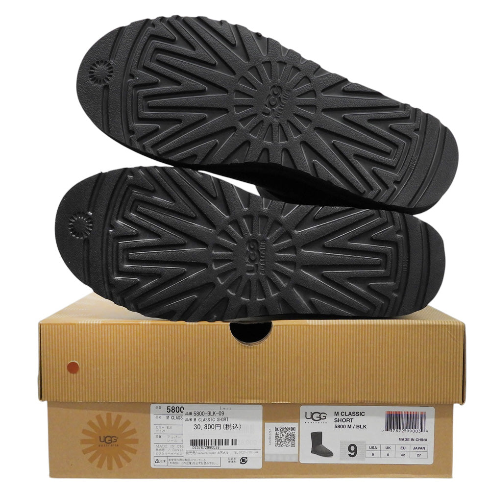 UGG アグ 新品同様 クラシックショートブーツ シューズ メンズ ブラック 9 5800 シューズ
