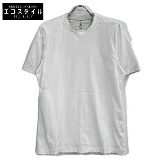 BRUNELLO CUCINELLI ブルネロクチネリ ホワイト×グレー MOT617427 レイヤードコットンTシャツ トップス
