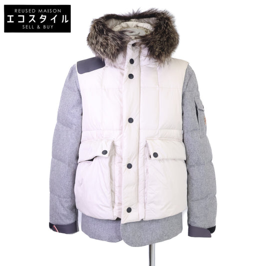 MONCLER モンクレール GRENOBLE グルノーブル COLMIANE ナイロン/ウール切替 ファー付フーディダウンジャケット ジャケット