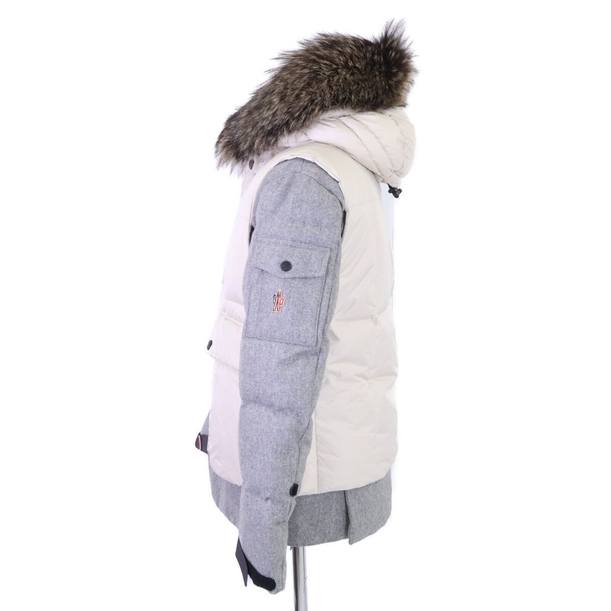 MONCLER モンクレール GRENOBLE グルノーブル COLMIANE ナイロン/ウール切替 ファー付フーディダウンジャケット ジャケット