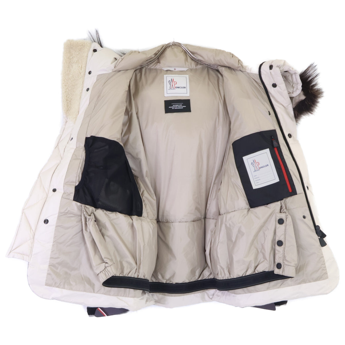 MONCLER モンクレール GRENOBLE グルノーブル COLMIANE ナイロン/ウール切替 ファー付フーディダウンジャケット ジャケット