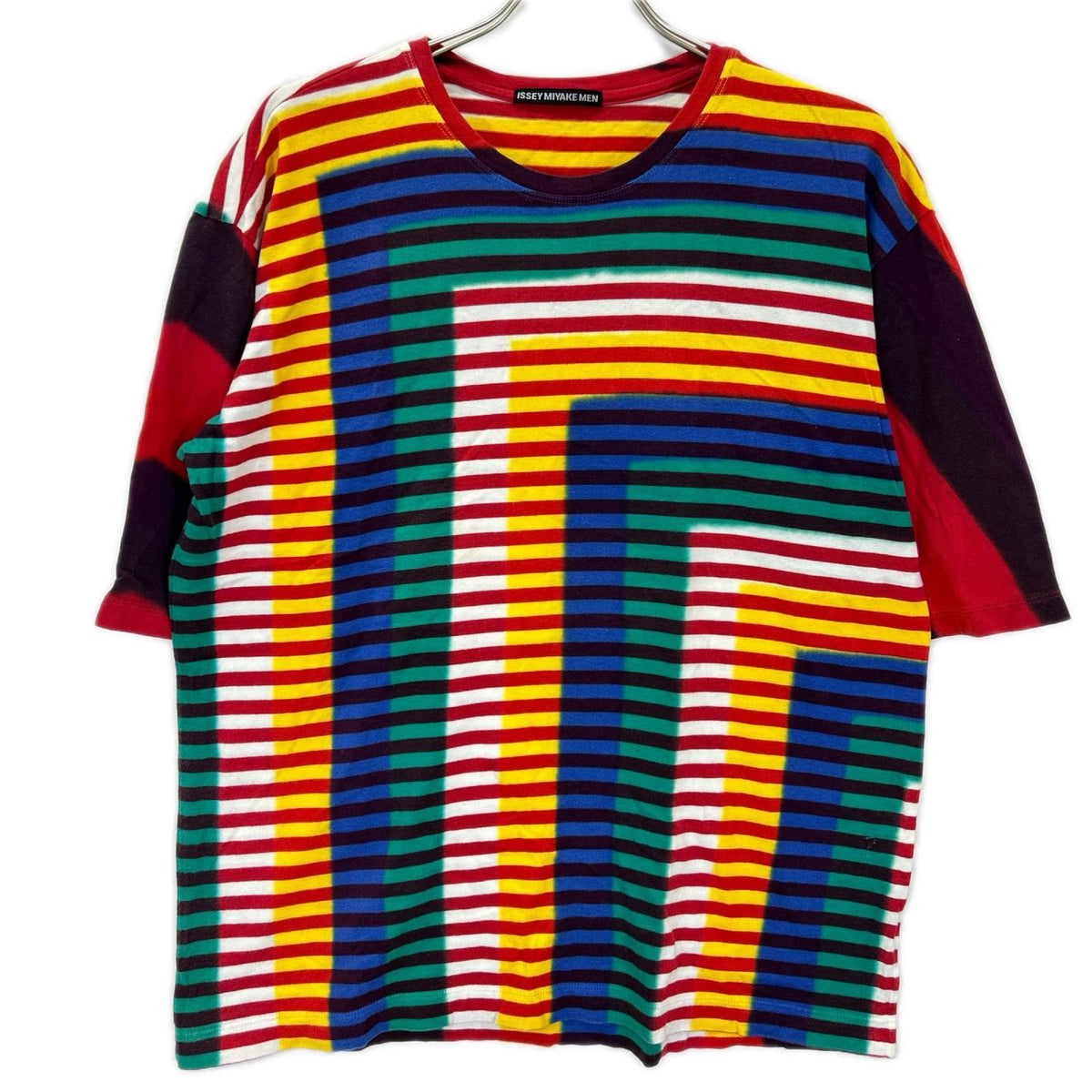 ISSEY MIYAKE MEN イッセイミヤケメン 15AW マルチカラー ME53JK195 ボーダープリント コットンTシャツ トップス