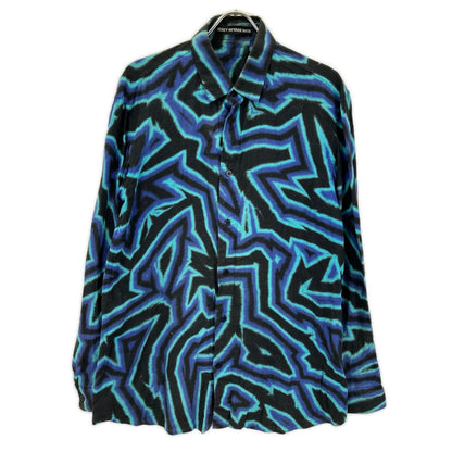 ISSEY MIYAKE MEN イッセイミヤケメン 14AW ME43FJ166 ブルー×ブラック サイケデリックラインプリントシャツ トップス