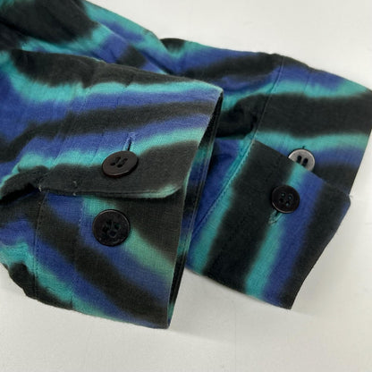 ISSEY MIYAKE MEN イッセイミヤケメン 14AW ME43FJ166 ブルー×ブラック サイケデリックラインプリントシャツ トップス