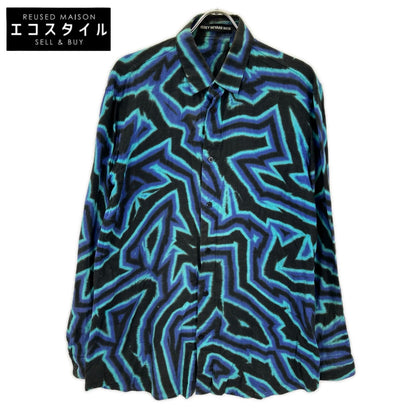 ISSEY MIYAKE MEN イッセイミヤケメン 14AW ME43FJ166 ブルー×ブラック サイケデリックラインプリントシャツ トップス