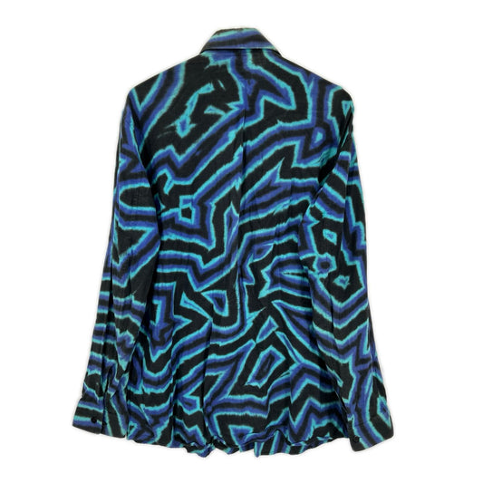 ISSEY MIYAKE MEN イッセイミヤケメン 14AW ME43FJ166 ブルー×ブラック サイケデリックラインプリントシャツ トップス