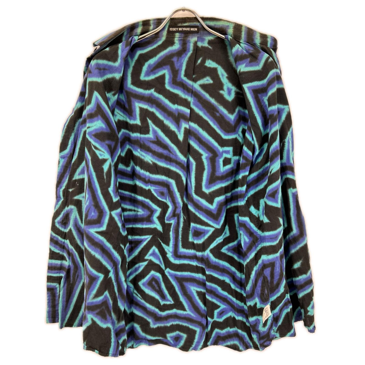 ISSEY MIYAKE MEN イッセイミヤケメン 14AW ME43FJ166 ブルー×ブラック サイケデリックラインプリントシャツ トップス