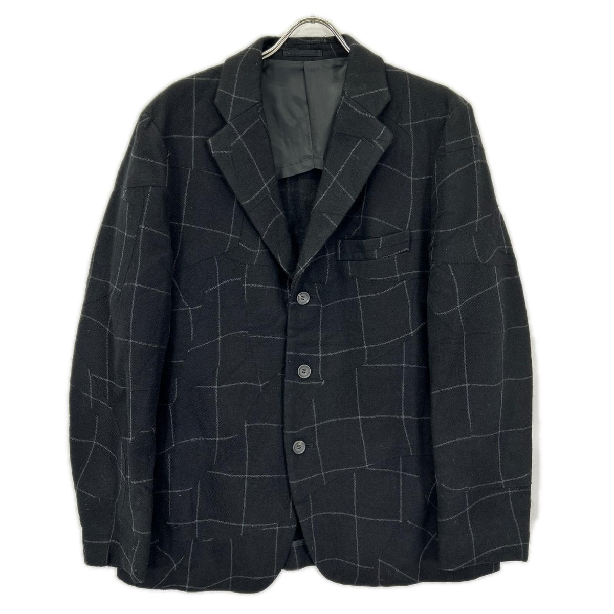ISSEY MIYAKE MEN イッセイミヤケメン 12AW ME23FD115 ブラック チェック 変形テーラードジャケット ジャケット