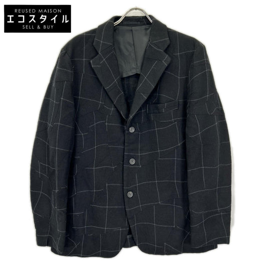 ISSEY MIYAKE MEN イッセイミヤケメン 12AW ME23FD115 ブラック チェック 変形テーラードジャケット ジャケット