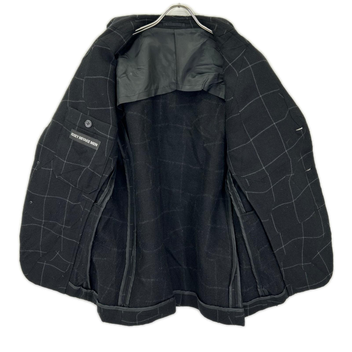 ISSEY MIYAKE MEN イッセイミヤケメン 12AW ME23FD115 ブラック チェック 変形テーラードジャケット ジャケット