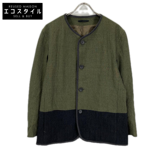 ISSEY MIYAKE MEN イッセイミヤケメン 14SS ME41FD079 カーキ ウール ノーカラー チロリアンジャケット ジャケット
