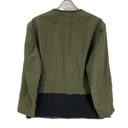 ISSEY MIYAKE MEN イッセイミヤケメン 14SS ME41FD079 カーキ ウール ノーカラー チロリアンジャケット ジャケット