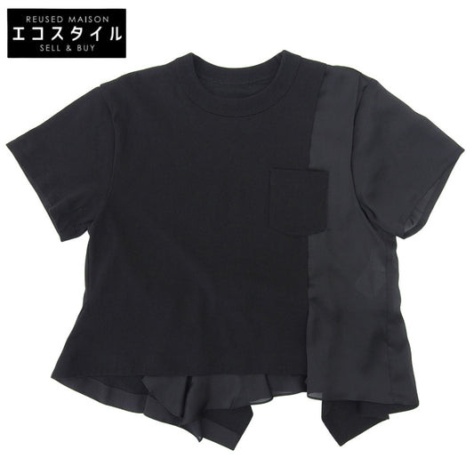 sacai サカイ Cotton Jersey 切替Tシャツ トップス レディース ブラック 3 24-07167 24SS トップス