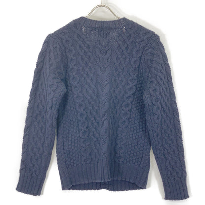 A BATHING APE 001KN9802007 Navy Cable-Knit Wood-Button Cardigan