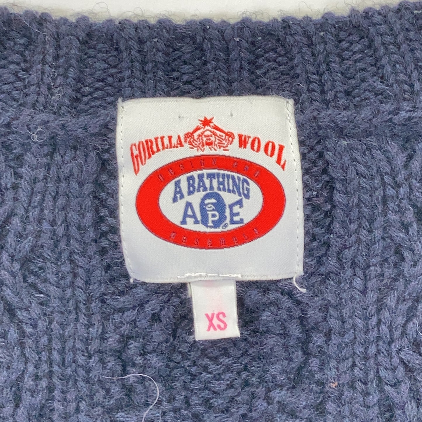 001KN9802007 Navy Cable Knit Wood Button Cardigan Tops Men's