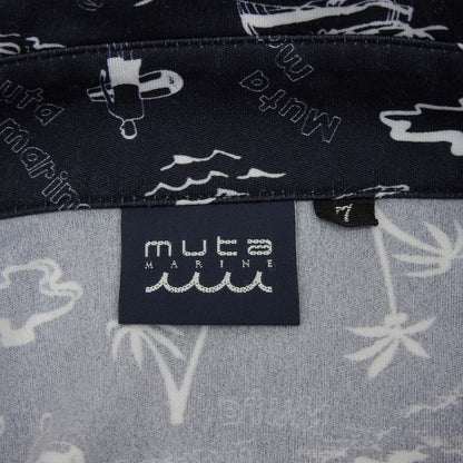 MUTA MARINE ムータマリーン 美品 総柄 アロハ ポロシャツ トップス メンズ ネイビー ホワイト 7 446136 トップス 7
