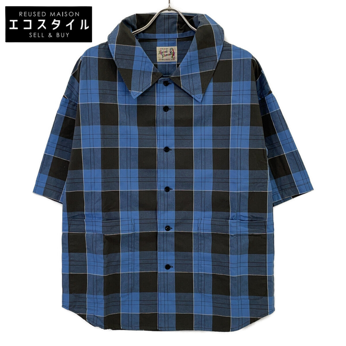 HYSTERIC GLAMOUR Hysteric Glamour 01211AH05 Blue SUPER HYS Embroidery Oversized Shirt Top