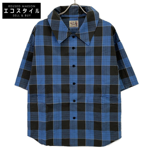 HYSTERIC GLAMOUR Hysteric Glamour 01211AH05 Blue SUPER HYS Embroidery Oversized Shirt Top