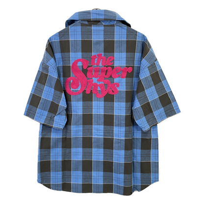 HYSTERIC GLAMOUR ヒステリックグラマー 01211AH05 ブルー SUPER HYS刺繍 オーバーサイズシャツ トップス