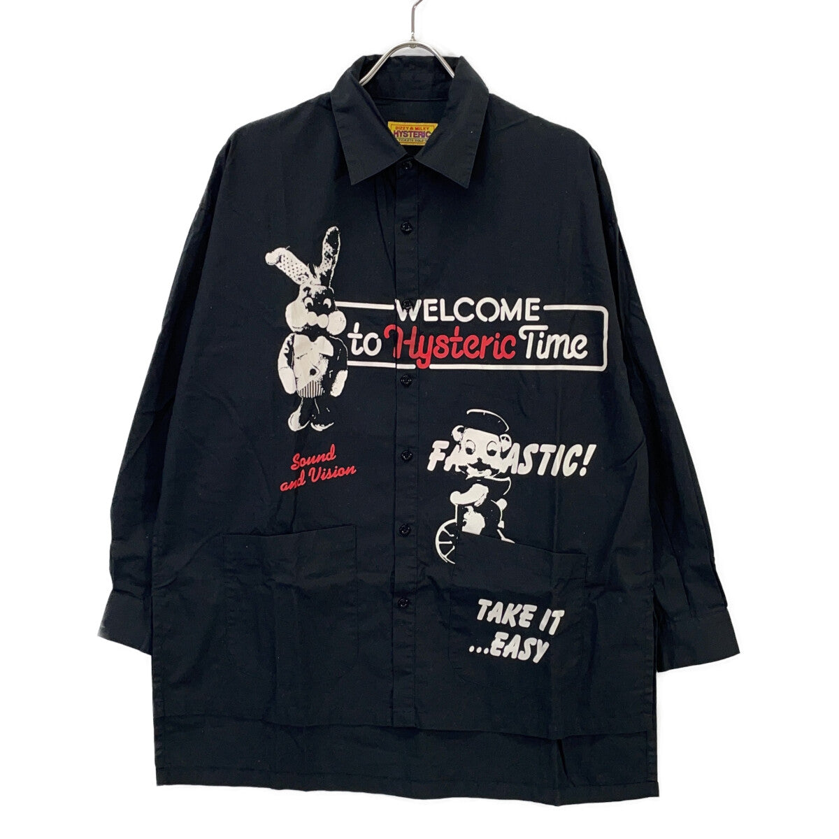 HYSTERIC GLAMOUR HYSTERIC GLAMOUR 01213AH06 黑色 WELCOME TO HYS TIME 超大款衬衫 上衣