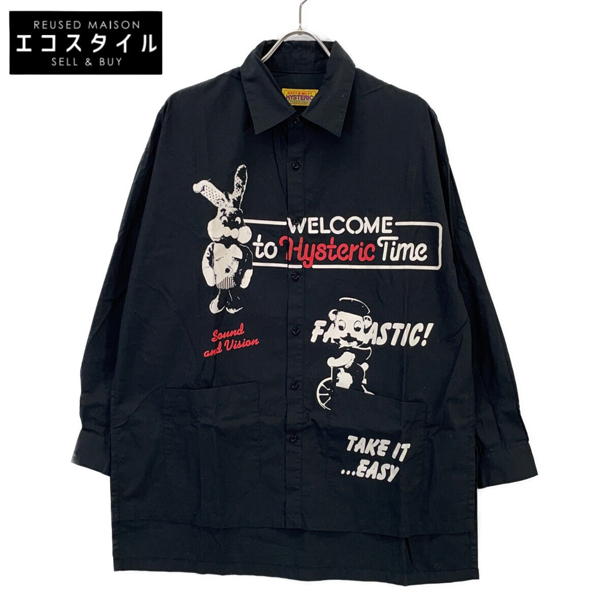 HYSTERIC GLAMOUR HYSTERIC GLAMOUR 01213AH06 黑色 WELCOME TO HYS TIME 超大款衬衫 上衣