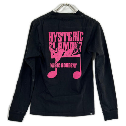 HYSTERIC GLAMOUR ヒステリックグラマー 0153CL08 ブラック×ピンク ヒステリックガール ロングTシャツ トップス