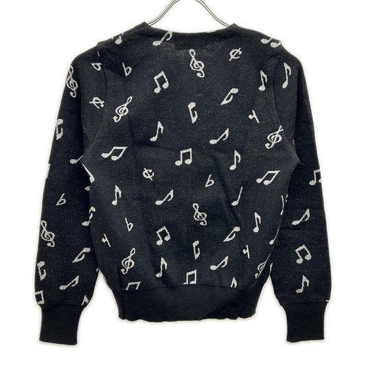 HYSTERICS Hysterics 0553ND01 Black Musical Note Cardigan Top