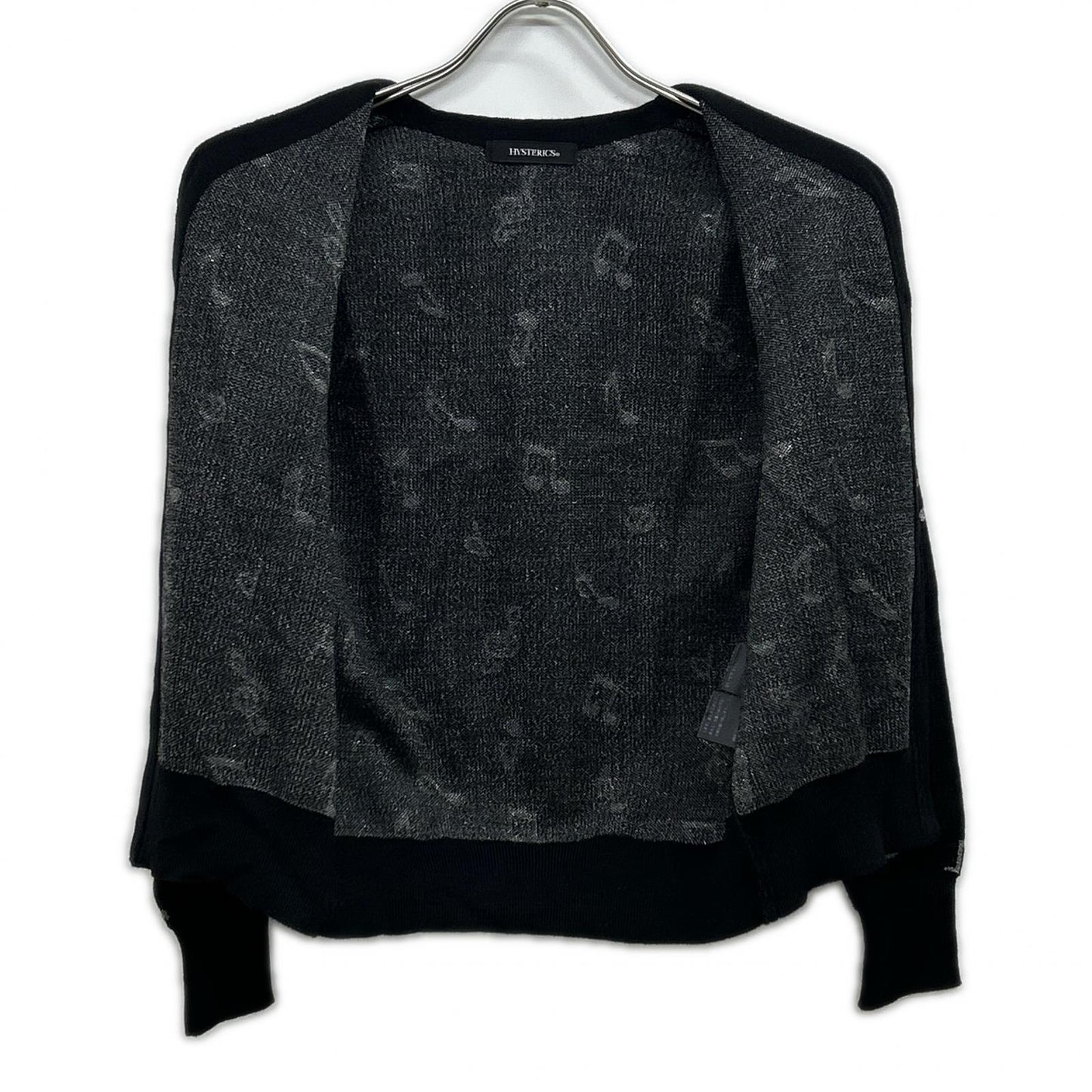 HYSTERICS Hysterics 0553ND01 Black Musical Note Cardigan Top