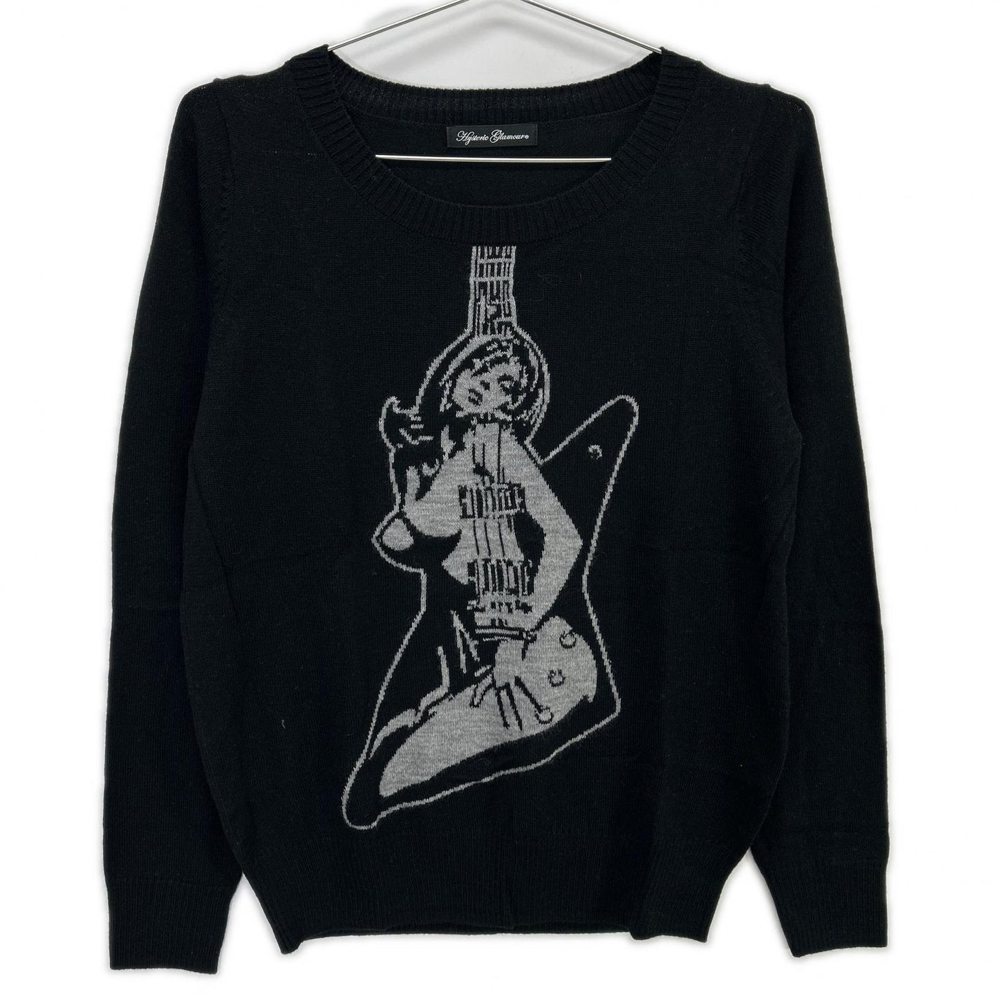 HYSTERIC GLAMOUR ヒステリックグラマー 0153NS10 ブラック ギターガール セーター トップス