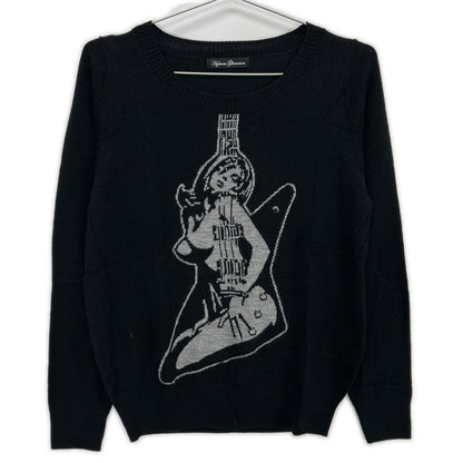 HYSTERIC GLAMOUR ヒステリックグラマー 0153NS10 ブラック ギターガール セーター トップス