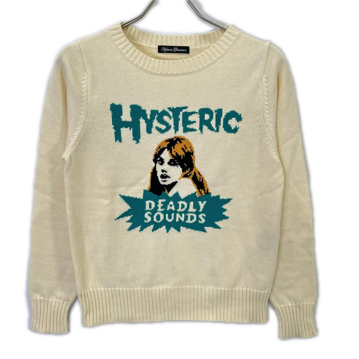 HYSTERIC GLAMOUR ヒステリックグラマー 0163NS24 アイボリー DEADLY SOUNDS 編込 プルオーバー トップス